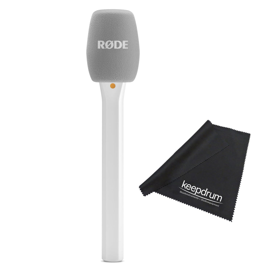 Rode Interview Micro Handadapter für Wireless Micro Mikrofon-System Weiss mit keepdrum Mikrofasertuc