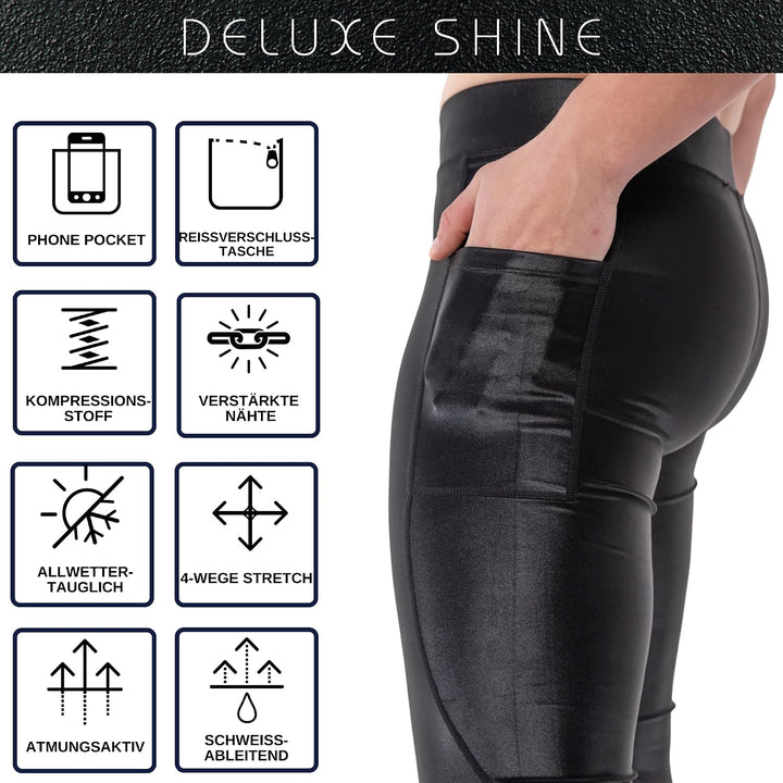 Kapow Meggings: Glänzende, Lange Herren Performance Leggings mit Kompression für Sport wie Fitness,