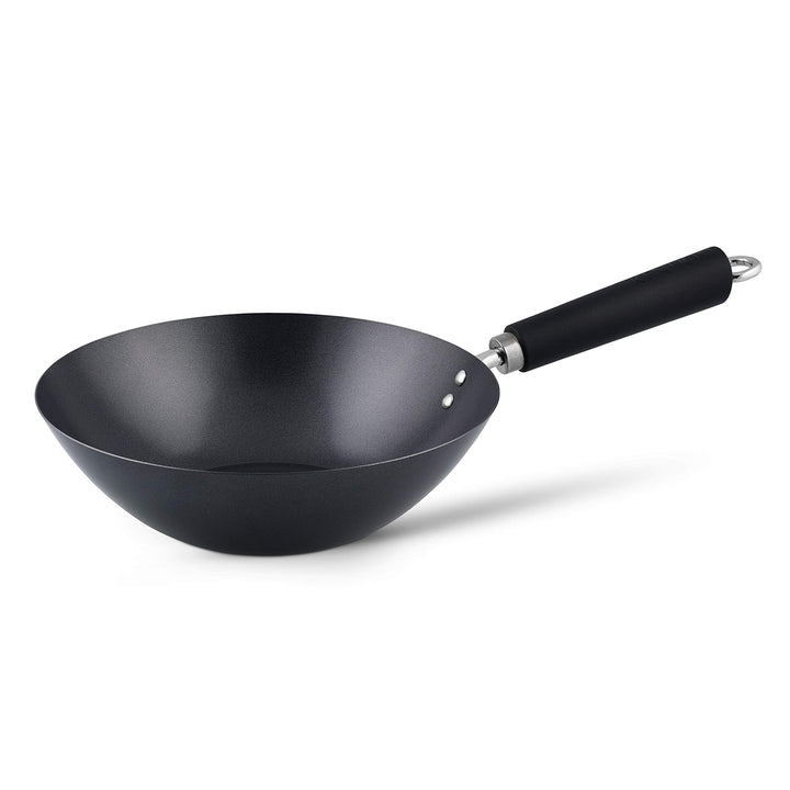 Ken Hom KH427001 Carbonstahl Wokfanne, 27cm, Excellence, Wok Induktion, Phenolischer Griff, Spülmasc