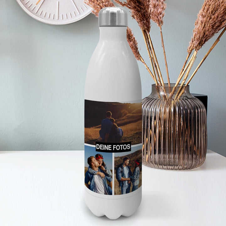 Personalisierte Trinkflasche 'Collage' - Thermo-Trinkflasche mit eigenem Foto selbst gestalten - The