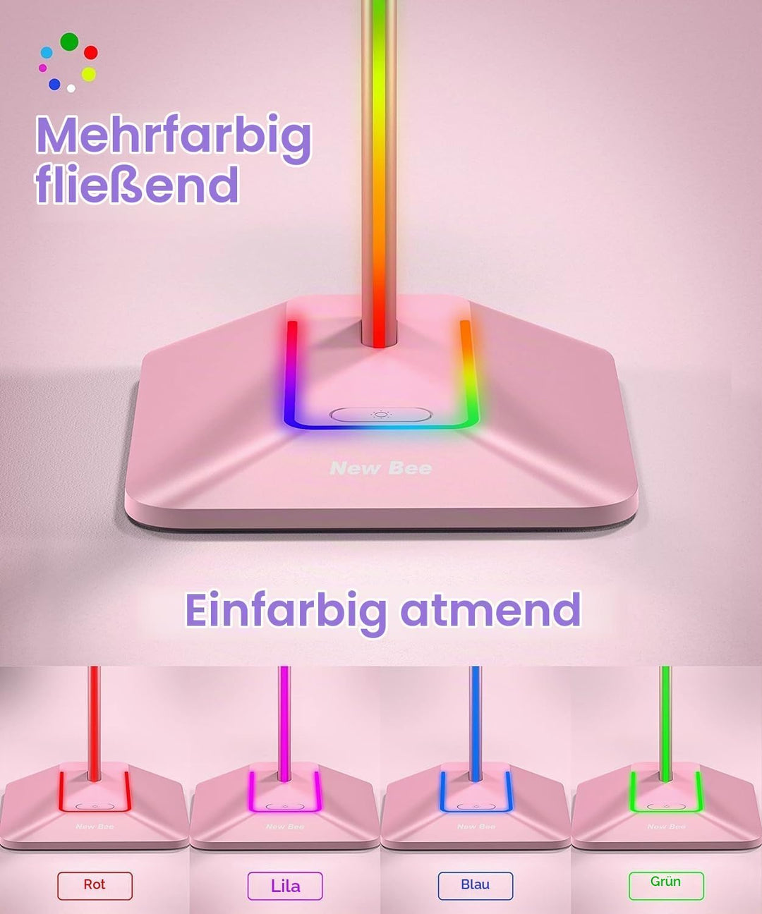 New Bee Kopfhörer Ständer RGB Headset Halterung mit USB Typ-C Ladegeräten und Datenübertragung Unive