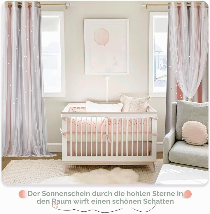 NICETOWN Kinderzimmer Vorhang Mädchen Gardinen mit Kräuselband 2er Set H 240 x B 132 cm Kindervorhän