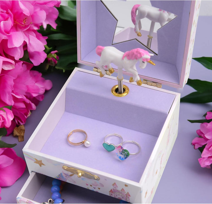 Jewelkeeper Schmuckaufbewahrung für Kinder mit Schublade - Musikalische Aufbewahrungsbox Glitzerndes