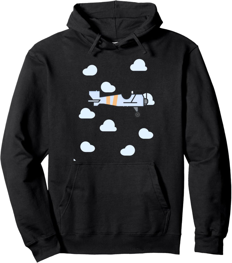 Flugzeug Bi-Plane Flying in the Clouds Pullover Hoodie