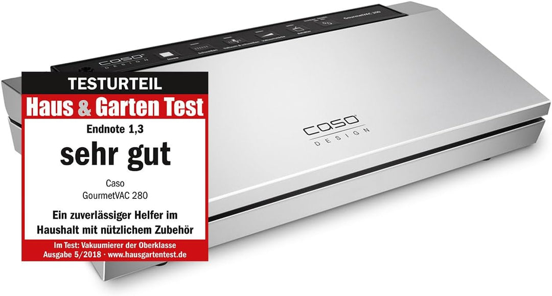 CASO 1385 GourmetVAC 280 - Vakuumierer - doppelte Schweissnaht - Kolbenpumpe (15L/min) und kraftvoll