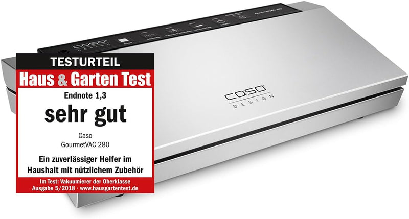 CASO 1385 GourmetVAC 280 - Vakuumierer - doppelte Schweissnaht - Kolbenpumpe (15L/min) und kraftvoll