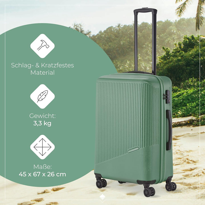 Travelite 4-Rad Hartschalenkoffer mittelgross 65 Liter, Gepäck Serie Bali: ABS Hartschalen Trolley m