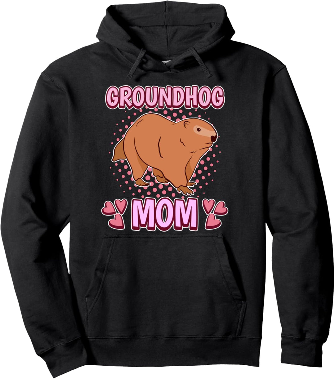 Damen Groundhog Mom Mama Muttertag Murmeltier Pullover Hoodie