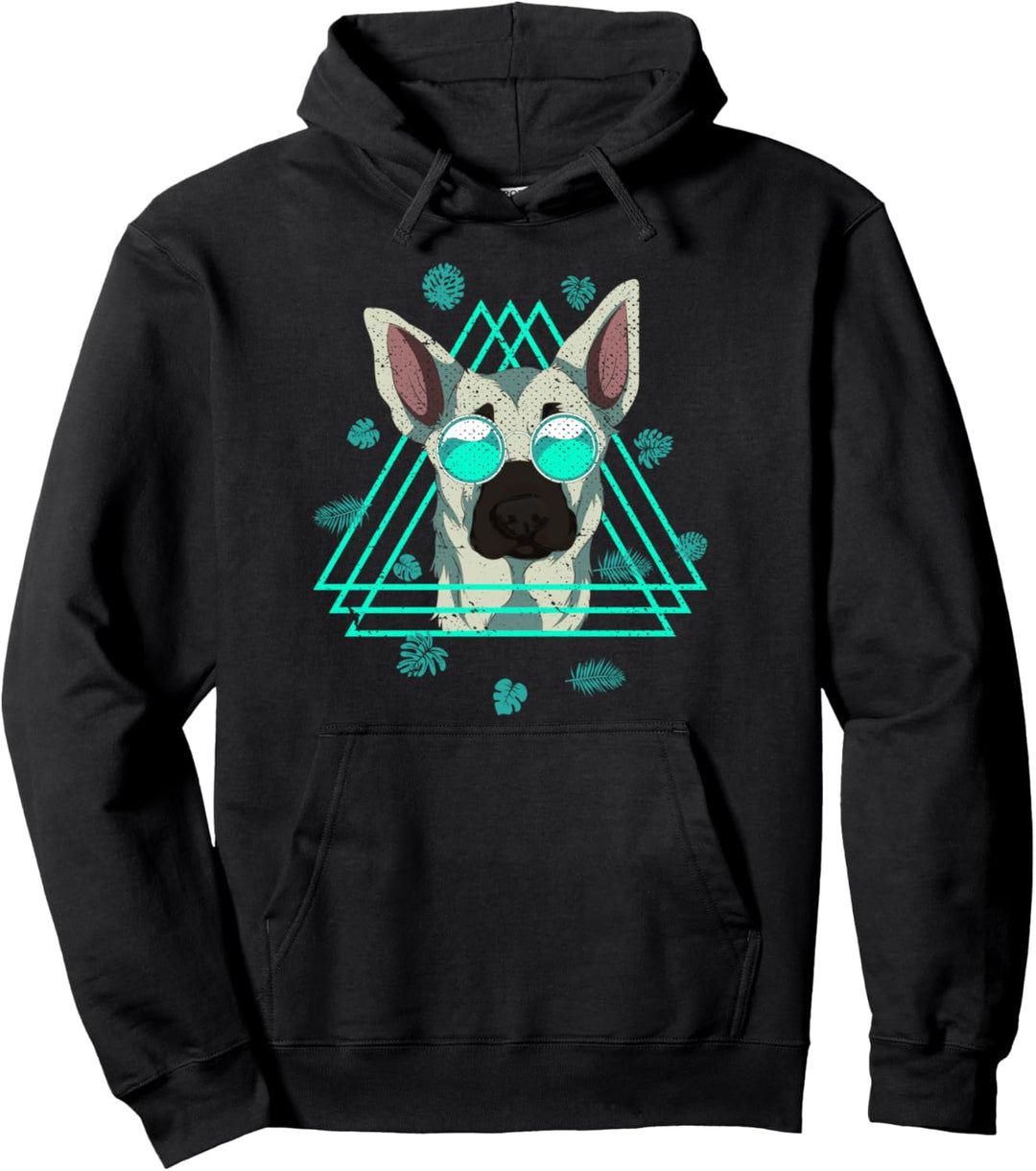 Tropischer Hund Sonnenbrille Cooler Belgischer Schäferhund Pullover Hoodie