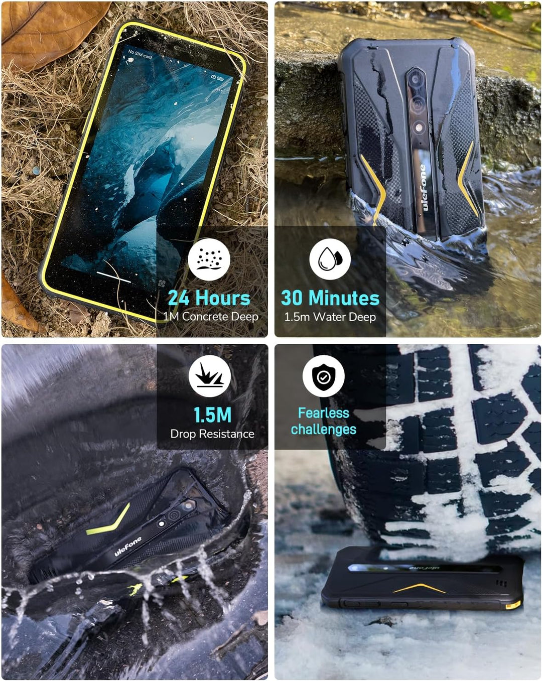Ulefone Armor X12 Outdoor Handy, 6GB + 32GB/256GB SD Smartphone ohne vertrag Android 13 Go, 4860mAh