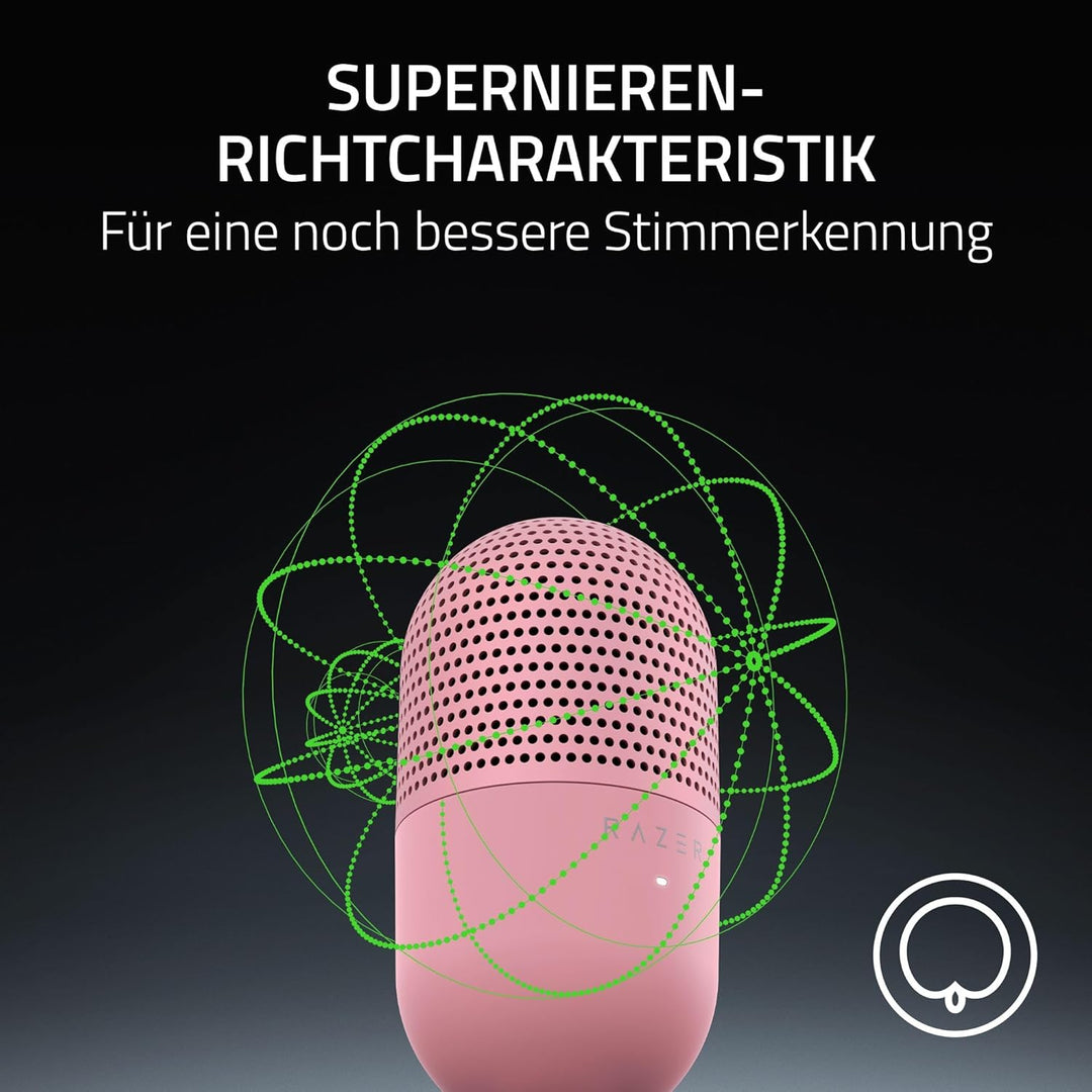 Razer Seiren V3 Mini - Ultrakompaktes USB-Mikrofon (14mm Supernieren Kondensatormikrofon, Tap-to-Mut