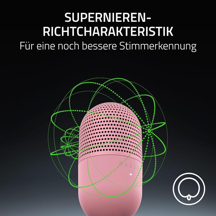 Razer Seiren V3 Mini - Ultrakompaktes USB-Mikrofon (14mm Supernieren Kondensatormikrofon, Tap-to-Mut