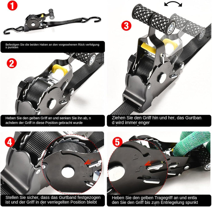 Retractable Ratchet Straps, Auto Retracting Ratcheting Tie Down Belts, 6.69x12.99 Inches Conveneint