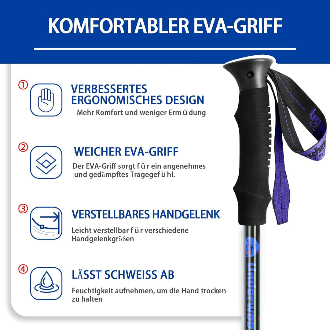 Teleskop-Wanderstöcke – 2er-Pack ultraleichte Aluminium-Wanderstöcke für Damen und Herren, Verstellb