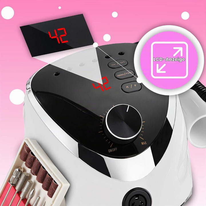 Retoo Nagelfräser Elektrische 35000 U/Min Professionelle Nagelfeile mit LED Display Fräser für Gelnä