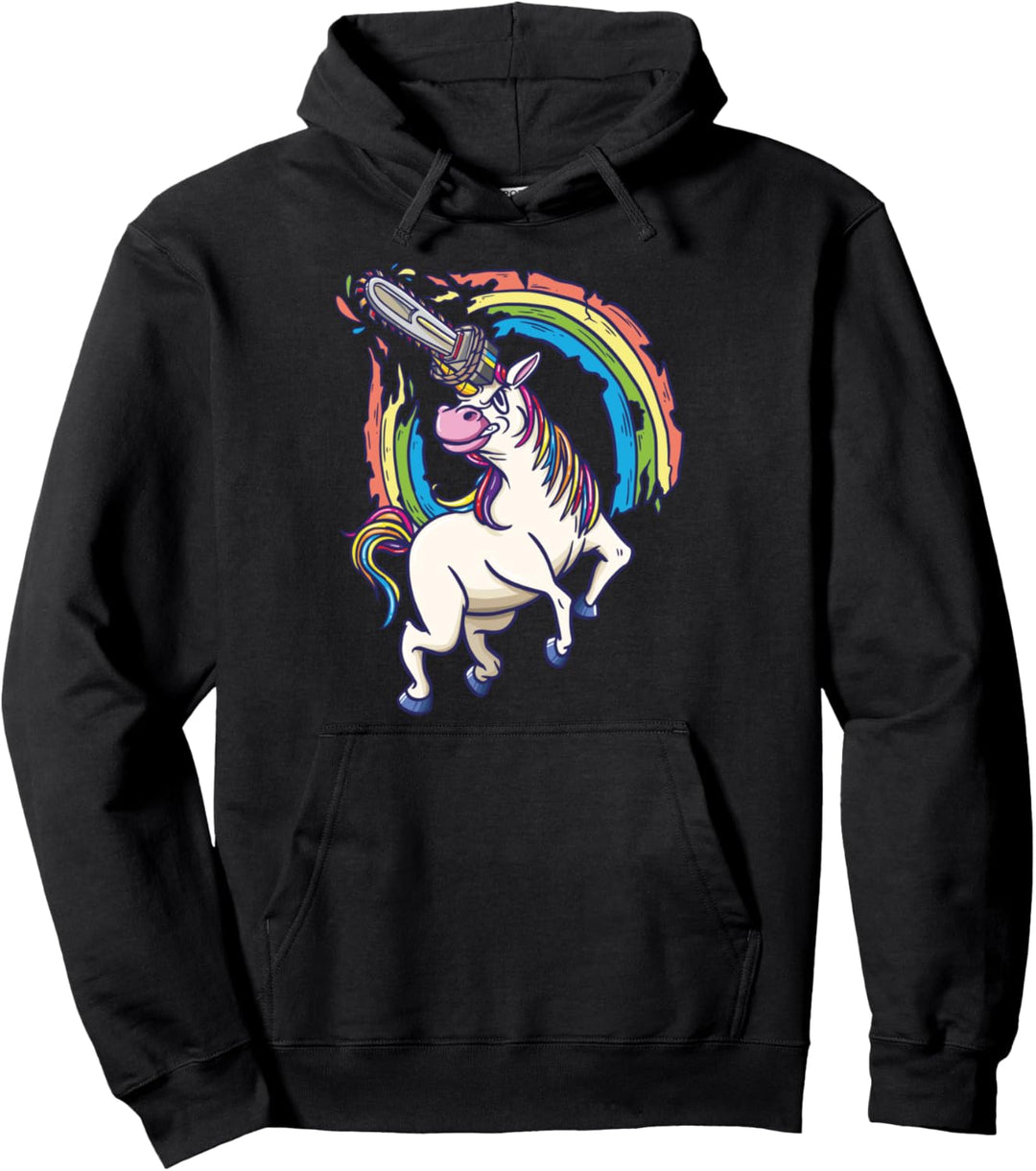 Kettensägen Einhorn kommt, um zu töten lustiges Geschenk Pullover Hoodie