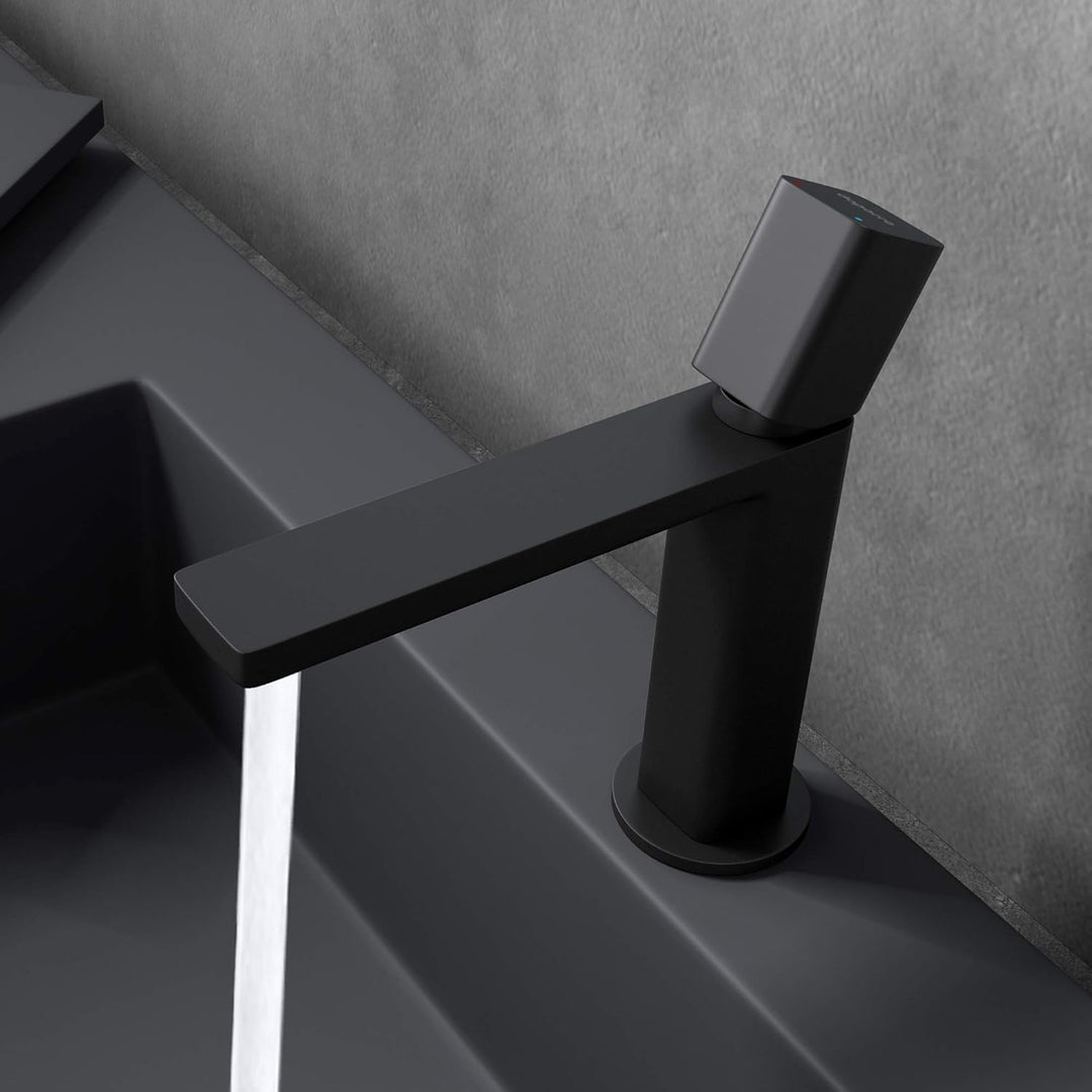 doporro Armatur Bad Wasserhahn Badezimmer Einhebelmischer Schwarz matt 19,6 cm hoch Waschbeckenarmat