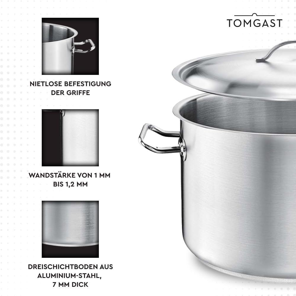 Mitteltopf Durchmesser 28 cm mit Deckel PRO | Fassungsvermögen 10 l, Höhe 17 cm | Edelstahl | Schich