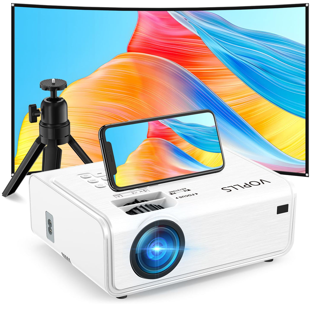 Smart Beamer【Elektrische Keystone 6D/4P】 VOPLLS Elektrische Fokus 28000 Lumen Beamer 4K Unterstützt,