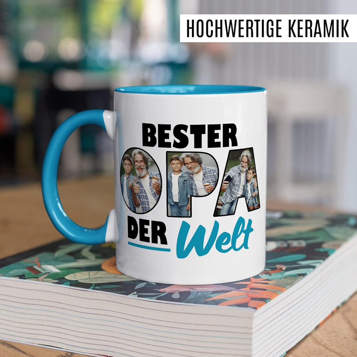 Opa Tasse personalisierbar mit Bild, Bester Opa der Welt, Geschenk personalisiert Grossvater Spruch