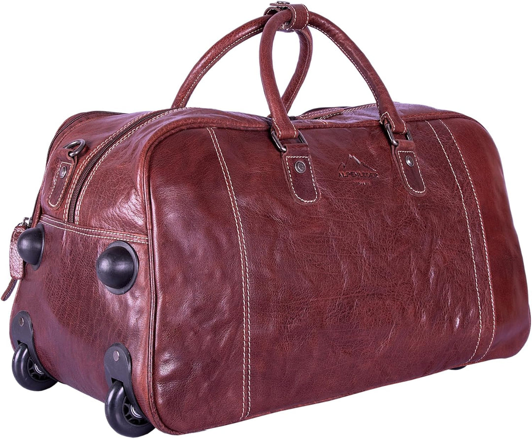 Alpenleder Reisetasche mit Rollen - ROM (Handgefertigt) - Nachhaltiges Bio-Leder aus regionaler Land