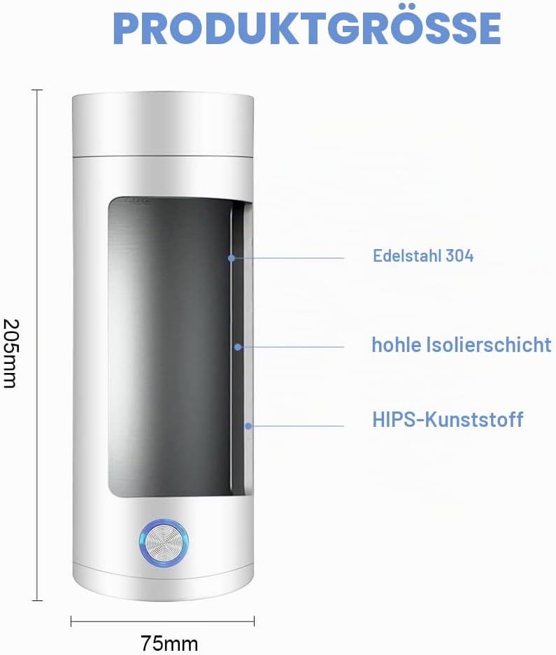 Aoreun Kleiner Tragbarer Wasserkocher, 400ml Tragbarer Elektrischer Wasserkocher, Mini Thermoskanne