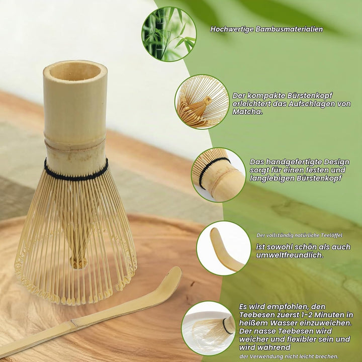 Matcha Set,7 Stück Macha Tea Set mit Matcha Filtersieb, Matcha-Besen, Matcha Schale, Matcha Löffel T