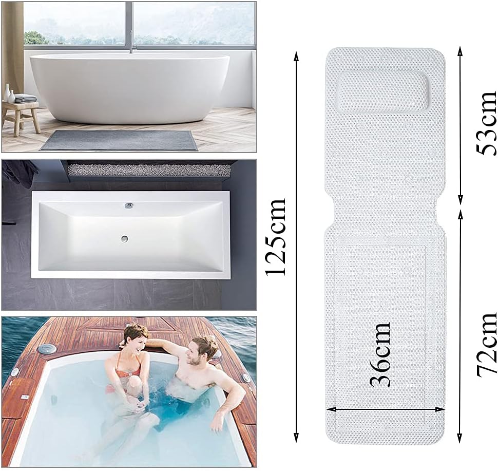 Ganzkörper Badewannenmatte mit Kissen, Ganzkörper Badematte Kissenmatte, 3D Air Mesh Schichten, für