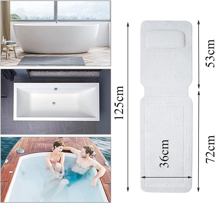 Ganzkörper Badewannenmatte mit Kissen, Ganzkörper Badematte Kissenmatte, 3D Air Mesh Schichten, für