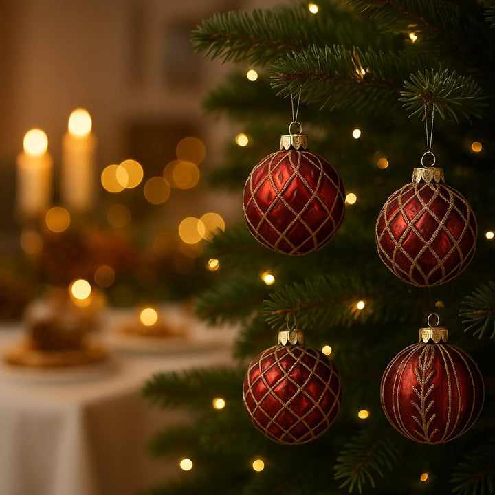 MC-Trend 12er Set edle Luxus Glas Weihnachtskugeln Ø 6cm Weihnachtsbaum Kugeln Christbaumkugeln Weih