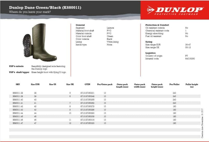 DUNLOP Herren K680 Constuction Boot 39 EU 08 Groen, 39 EU 08 Groen