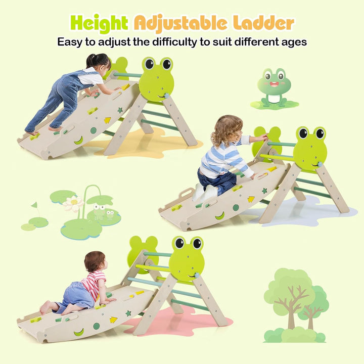 FANTASK 7 in 1 Klettergerüst Indoor, Kletterdreieck 3er Set mit Rutsche, Kletterbogen, inkl. doppels
