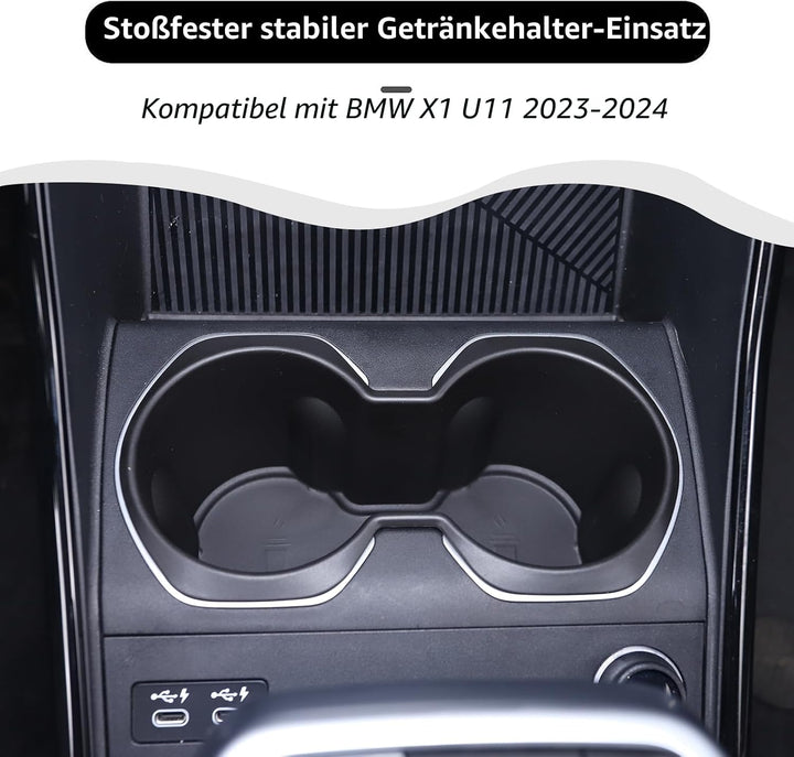 DIYUCAR Mittelkonsole Wasserbecherhalter Flaschenhalter Aufbewahrungsbox für B-M-W X1 U11 2023-2024,