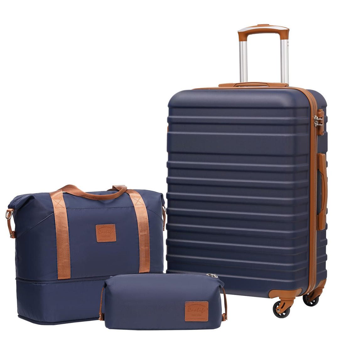 COOLIFE Koffer Trolley Koffer Reisekoffer von ABS Hartschalen Trolley 4 Rollen TSA-Schloss Der Koffe