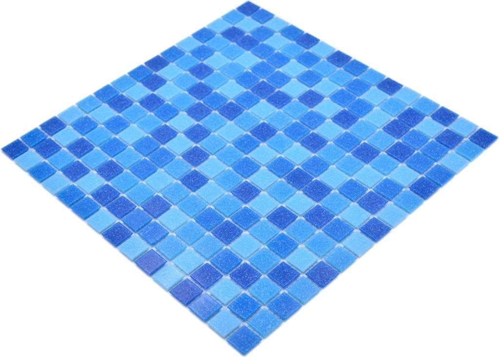 Glasmosaikplatte Classic Mix Blau papierverklebt Pool Schwimmbad Mosaikplatte 10 Matten