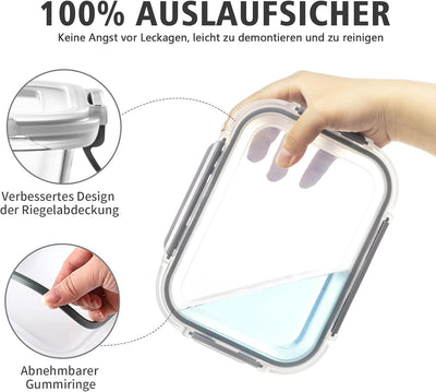 GENICOOK 24 Stück Glas Frischhaltedosen mit Deckel Glas Vorratsdosen Set für Lebensmittel,Glas Meal