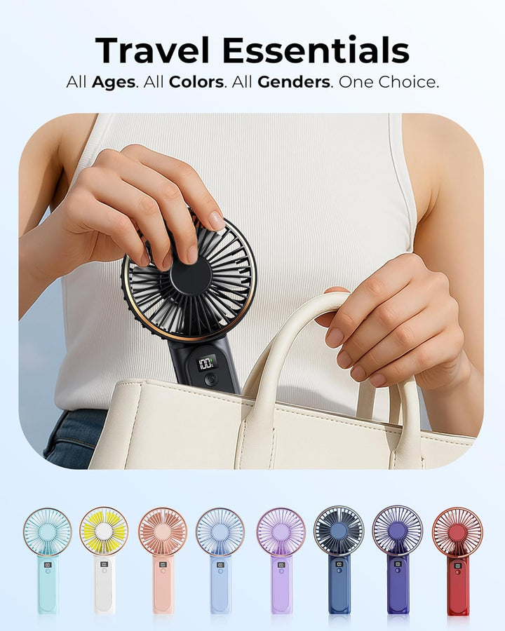 Tragbarer Mini-Ventilator Mit 4000mAh LED-Display, 180° Verstellbar und Wiederaufladbar - 6 Geschwin