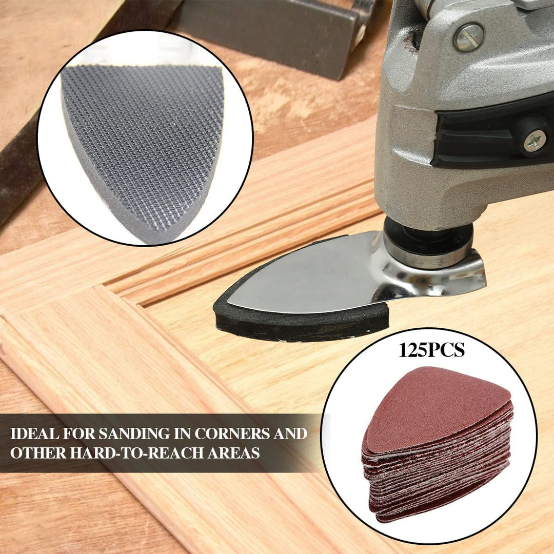 130 Multitool Schleifplatte für Delta-Schleifer, 5 finger sanding pad holder, inklusive 60/80 /120/1