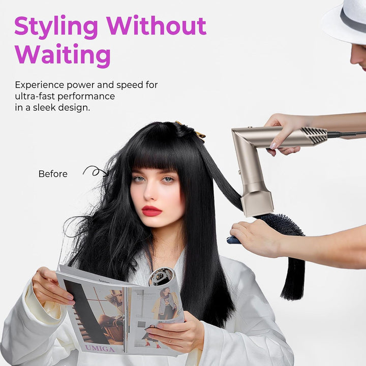 Hairstyler 6 in 1 Airstyler mit Diffusor Luft Lockenstab Air Styler Warmluftbürste Föhn Rundbürstenf