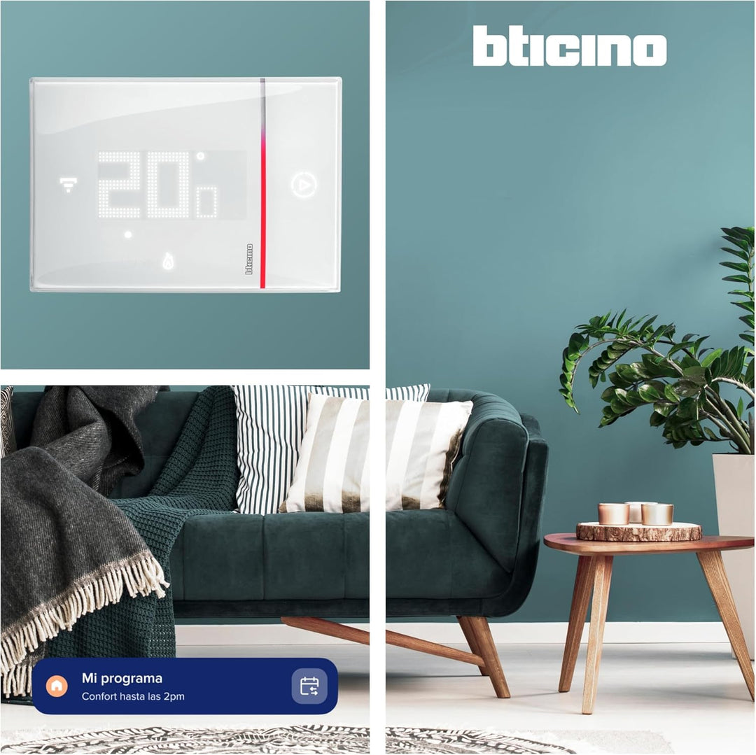Bticino XW8002WE, WiFi angeschlossener Thermostat, New Smarther2 mit Netatmo, Weiss, Temperaturregel
