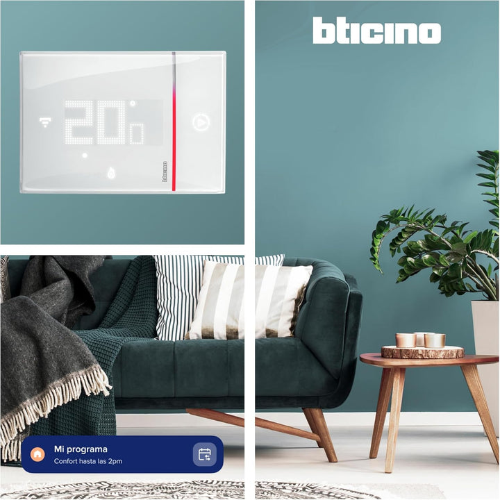 Bticino XW8002WE, WiFi angeschlossener Thermostat, New Smarther2 mit Netatmo, Weiss, Temperaturregel