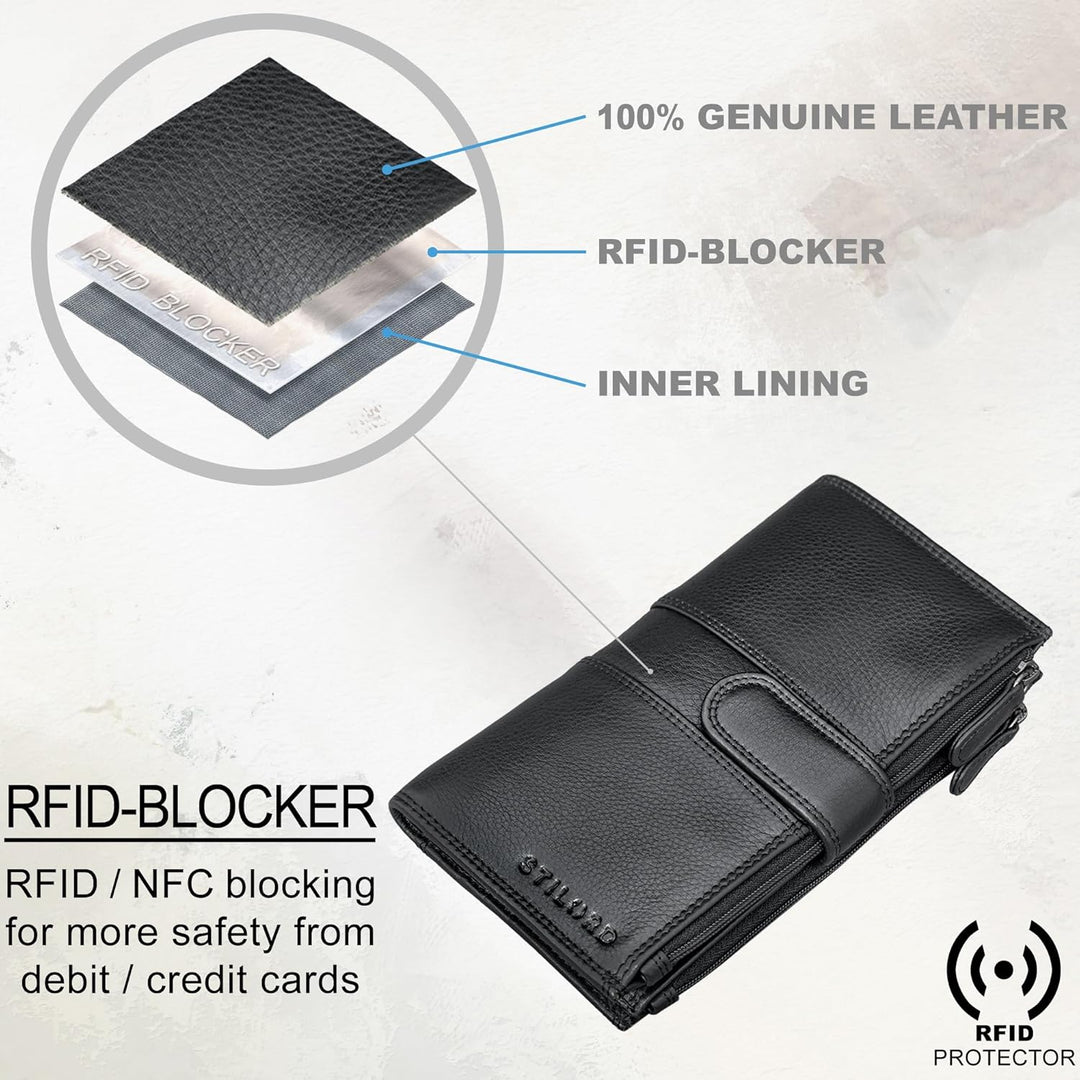 STILORD 'Alyssa' Portemonnaie Handy Leder Damen Reisebörse RFID Geldbörse mit Handyfach ideal für 6,