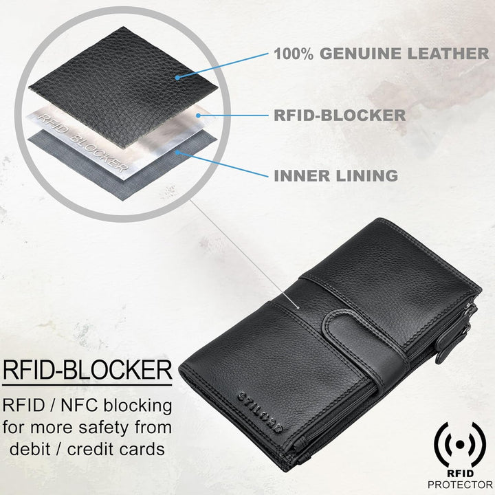 STILORD 'Alyssa' Portemonnaie Handy Leder Damen Reisebörse RFID Geldbörse mit Handyfach ideal für 6,
