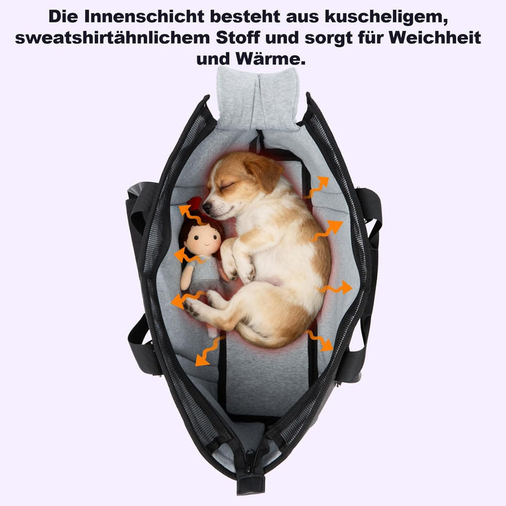 Ownpets Grosse Hundetragetasche, Träger mit Taschen für Mittelgrosse Welpen, Flugzeuggenehmigt, Pass