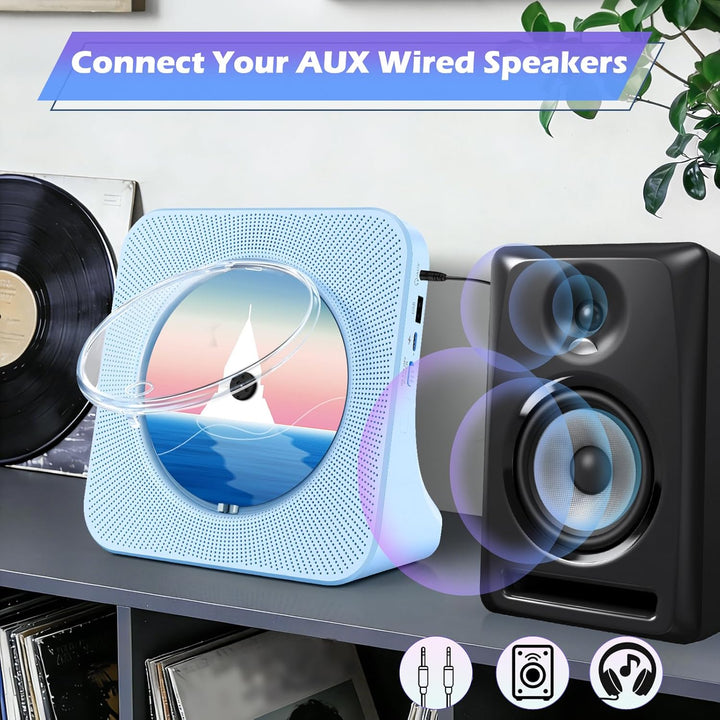 Tragbarer Bluetooth-CD-Player mit Lautsprechern, Heim-CD-Player für Kinder, unterstützt Bluetooth-Em
