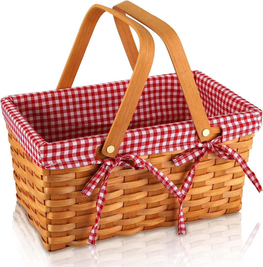 Bekith Geschenkkorb Natur Wicker Camping Picknickkorb Präsentkorb Holz, 32x20x16cm
