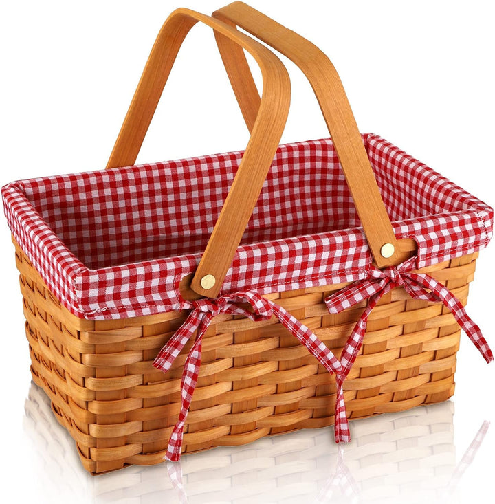 Bekith Geschenkkorb Natur Wicker Camping Picknickkorb Präsentkorb Holz, 32x20x16cm