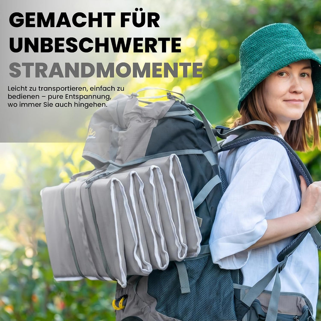 StarK Strandmatte klappbar leicht 190×60 cm gepolstert für Strand &amp; Garten | Kompakt faltbar, wasser