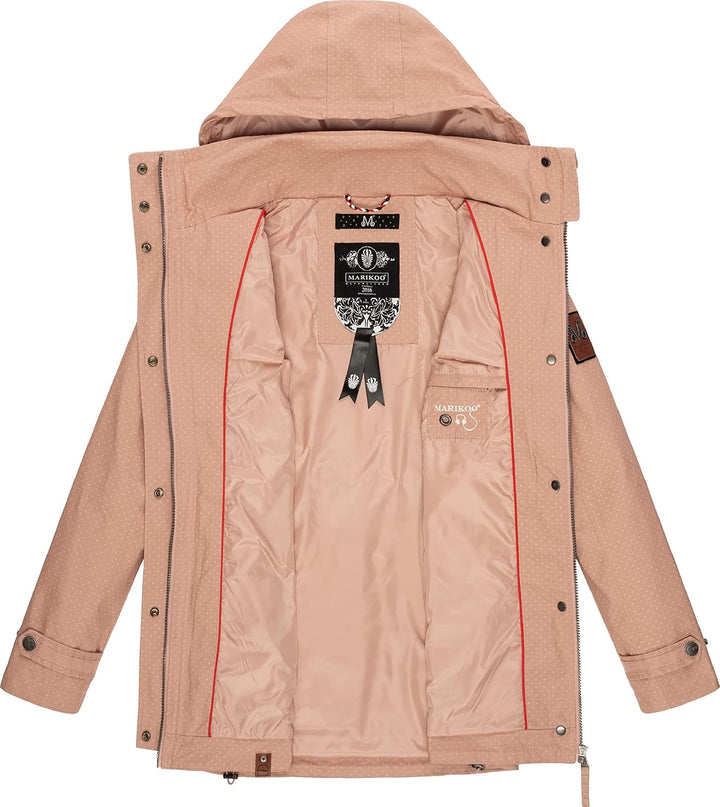 MARIKOO Damen leichte Übergangsjacke Baumwoll-Parka mit Kapuze Nyokoo XS-XXL M Light Rose W.p., M Li