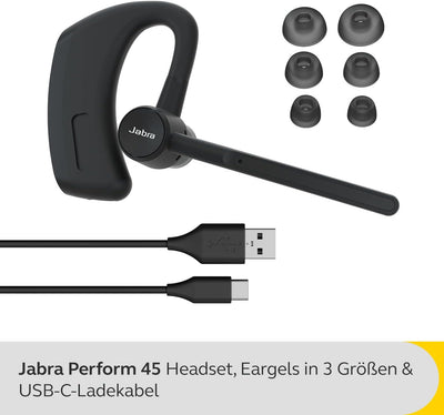 Jabra Perform 45 Mono Bluetooth Headset mit Ohrbügel, integriertes Mikrofon mit Ultra-Noise-Cancelli